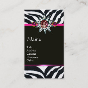 CORNUCOPIA PINK SCHWARZ-WEISS ZEBRA FUR MONOGRAMM VISITENKARTE