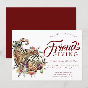 Cornucopie Sublimierung   Vintag Red Friendsgiving Einladung