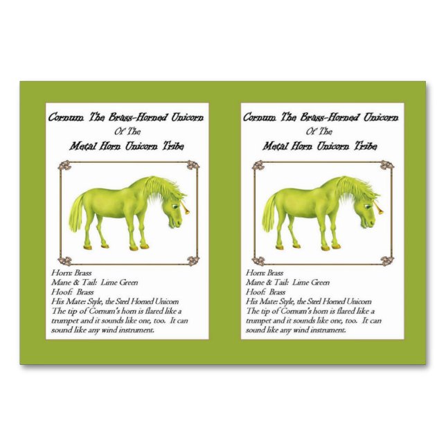 Cornum La Corne En Laiton Unicorn carte de commerc (Devant)