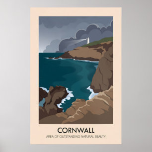 Cornwall AONB Reiseplakat Poster