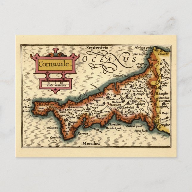 Cornwall, Cornwaile Comté Angleterre Carte Antiqua (Devant)