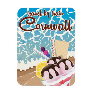 Cornwall Eiscreme Cartoon-Reiseposter Magnet