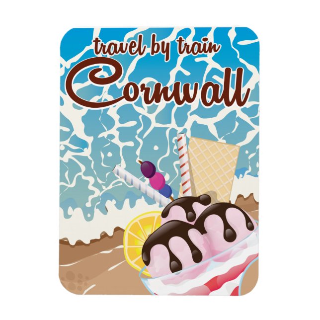 Cornwall Eiscreme Cartoon-Reiseposter Magnet (Vertikal)