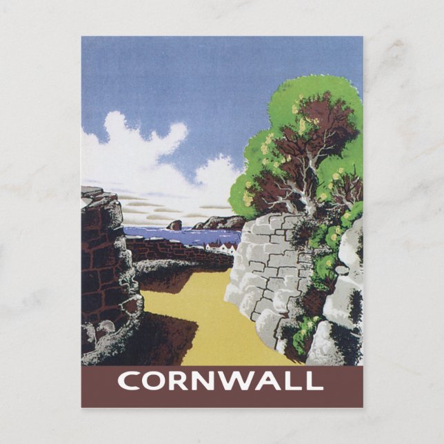 Cornwall England Vintage Style Postkarte (Vorderseite)