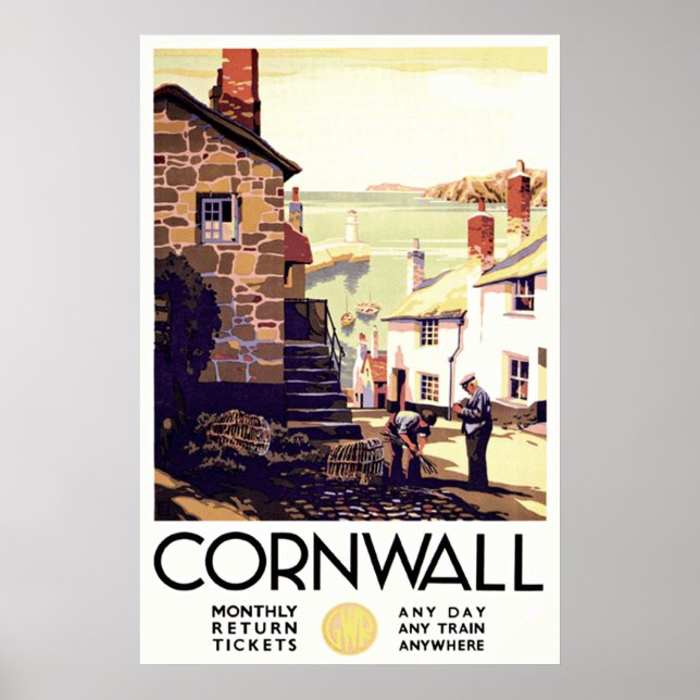 Cornwall England Vintage Travel Poster (Vorne)