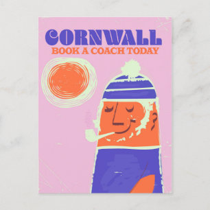 Cornwall Fischer Vintag "take a coach" Plakat Postkarte