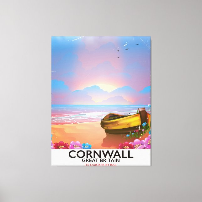 Cornwall Fischerboot Vintage Reiseplakat Leinwanddruck (Vorderseite)