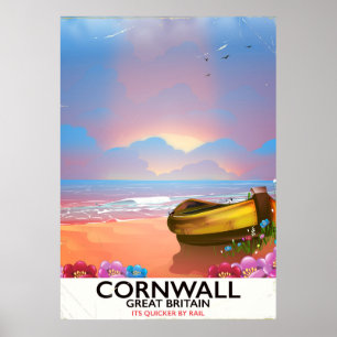 Cornwall-Fischerboot Vintage-Reiseposter Poster