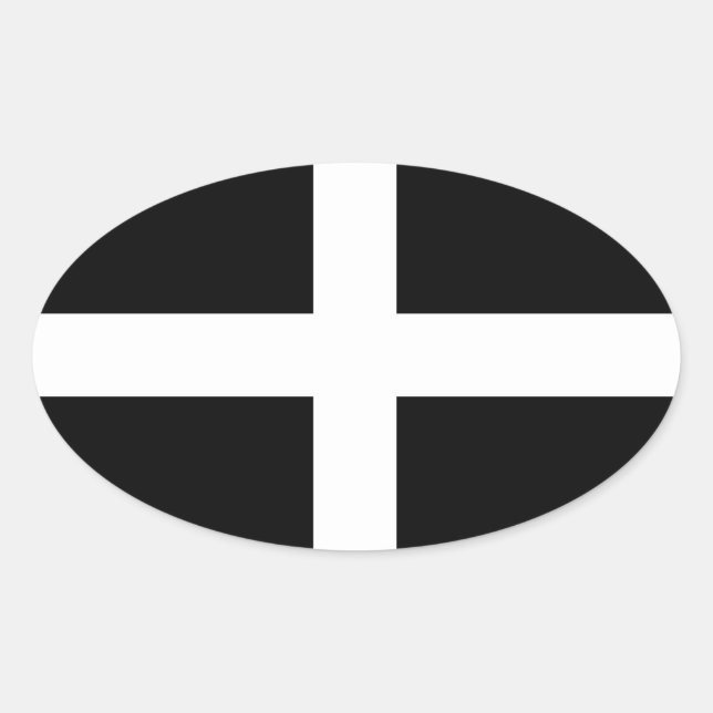 Cornwall-Flagge Ovaler Aufkleber (Vorderseite)