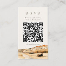 Cornwall Hafen QR-Code Hochzeits RSVP Karte