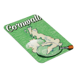 Cornwall Karte Vintage-Reiseplakat Magnet