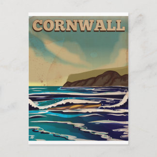 Cornwall Vintage Travel Poster Postkarte