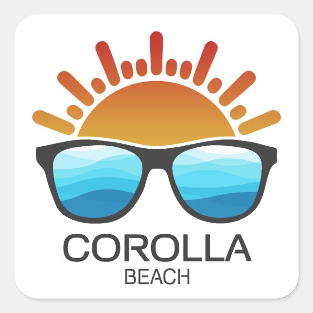 Corolla Beach North Carolina Sonnenbrille Quadratischer Aufkleber (Vorderseite)