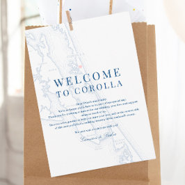 Corolla NC Map Wedding Welcome Itinerary Navy Blue Dankeskarte