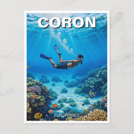 Coron Philippines Diver Postkarte