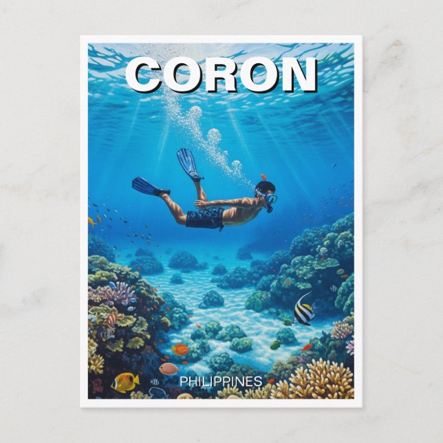 Coron Philippines Diver Postkarte (Vorderseite)