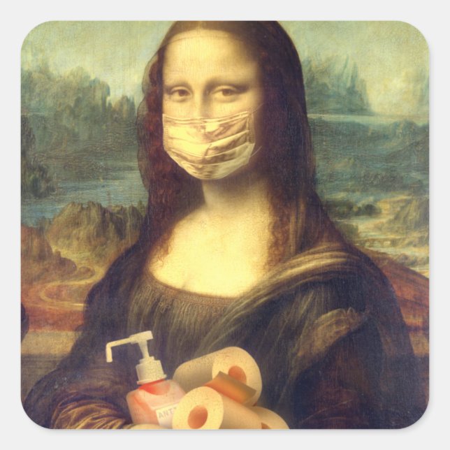 Corona-Virus-Portrait Quadratischer Aufkleber (Vorderseite)