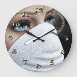 Corona Virus Protective Mask Große Wanduhr