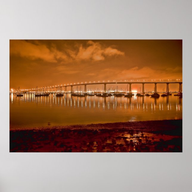 Coronado Bay Bridge At Night Poster (Vorne)