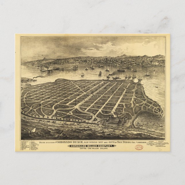 Coronado Beach San Diego California (1880) Postkarte (Vorderseite)