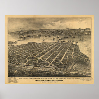 Coronado California 1880s Antike Panoramakarte Poster