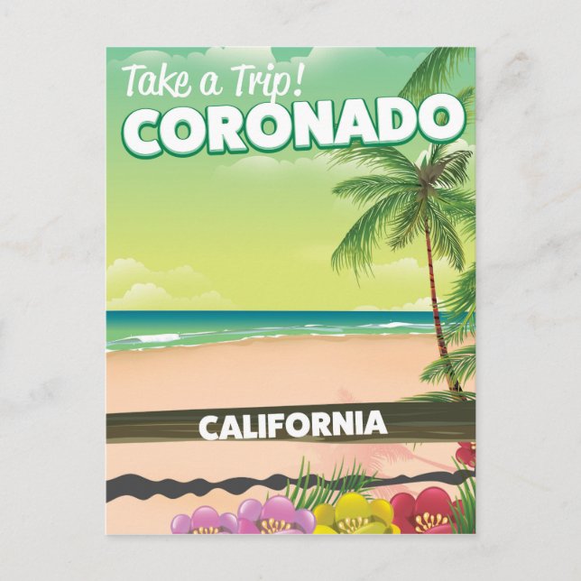 Coronado California Beach Travel Poster Postkarte (Vorderseite)