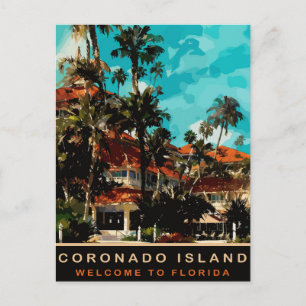 Coronado-Insel, Florida, Vintage-Reise Postkarte