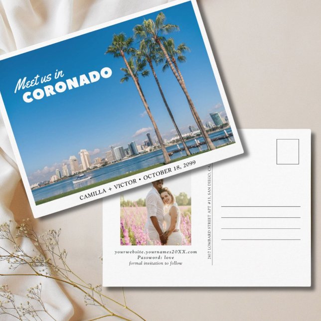 Coronado Wedding Downtown Save the Date Postcard Postkarte (Coronado Island Wedding Downtown Save the Date Postcard
)