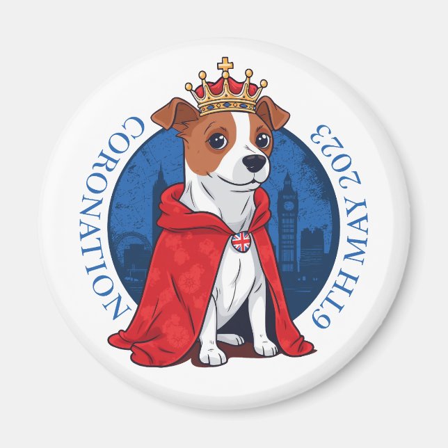 Coronation UK. Funny Jack Russell Terrier Hund Magnet (Vorne)