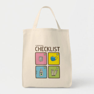Coronavirus checklist drawing grocery tragetasche