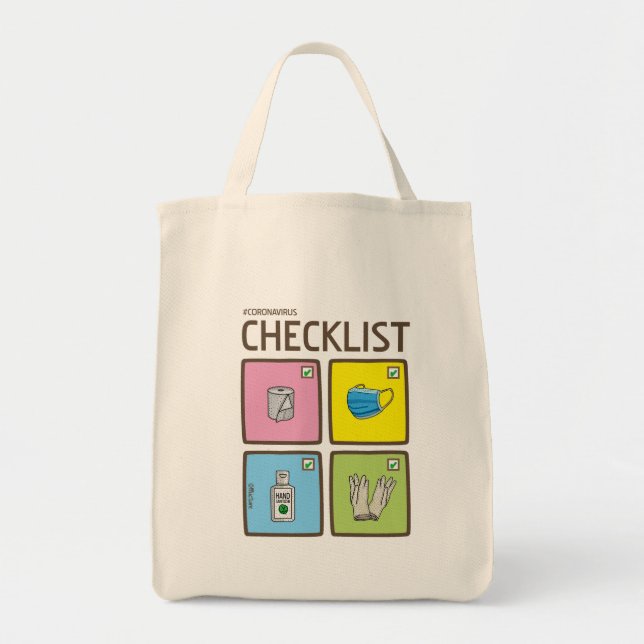 Coronavirus checklist drawing grocery tragetasche (Vorne)