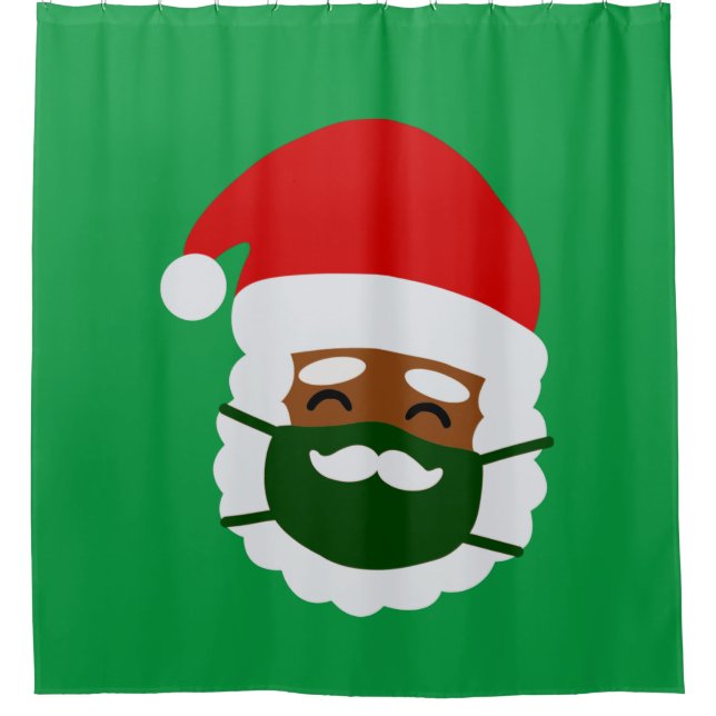 Coronavirus Gesichtsmaske schwarze WeihnachtsWeihn Duschvorhang (Vorderseite)
