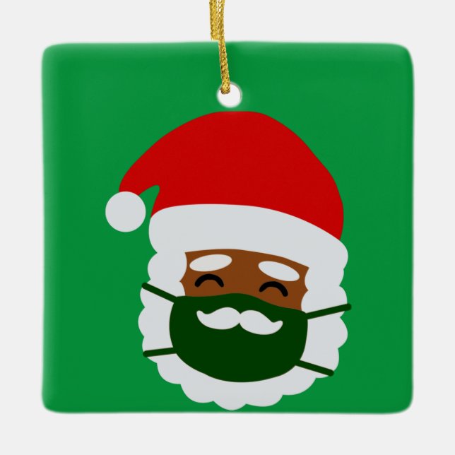 Coronavirus Gesichtsmaske schwarze WeihnachtsWeihn Keramikornament (Vorderseite)