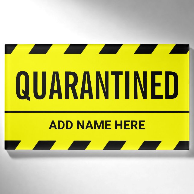 Coronavirus Selbstisolierung Quarantäne Namenschild (Vorderseite)
