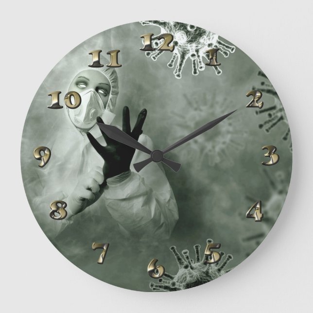 Coronavirus-Urse Große Wanduhr (Vorderseite)