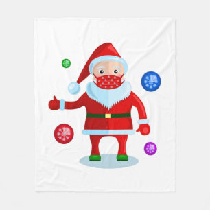Coronavirus Weihnachten Gesichtsmaske Santa Schnee Fleecedecke