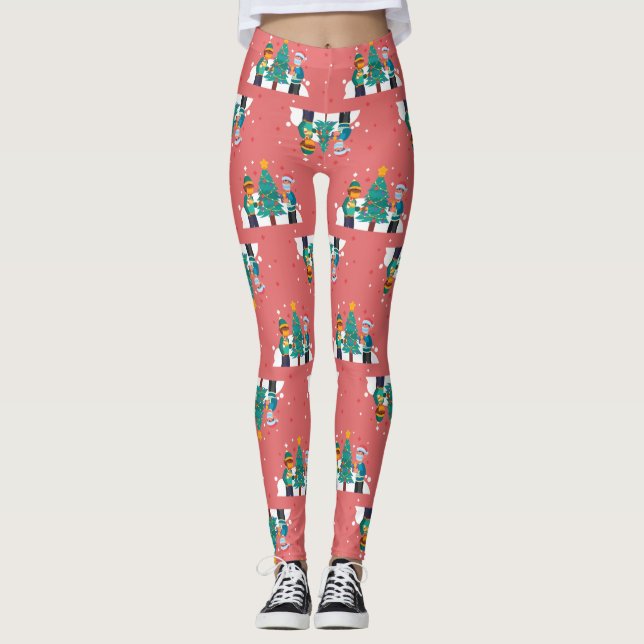 Coronavirus-Weihnachtsbaum Leggings (Vorderseite)