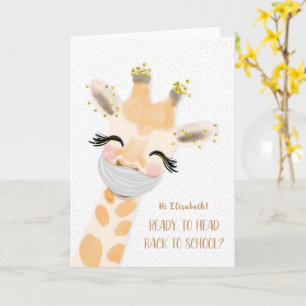 Coronavirus Zurück zur Schule Giraffe w/Mask Karte