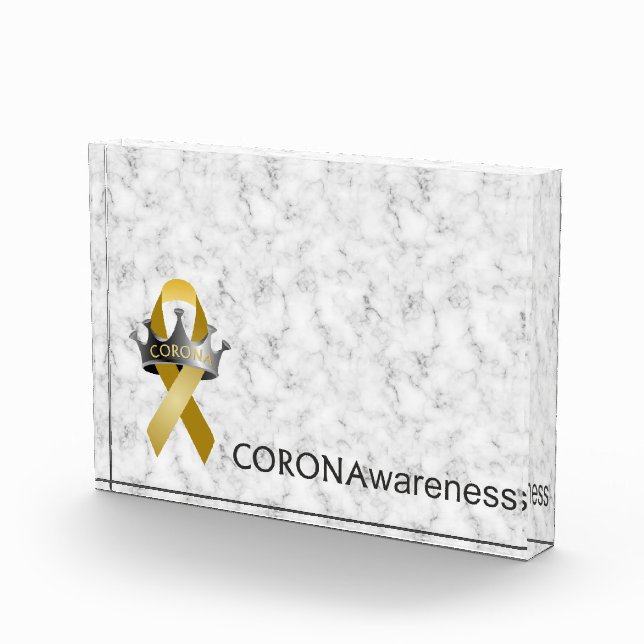 CORONAwareness Marbled Gray Customizable Lucite Fotoblock (Rechts)