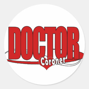 CORONER LOGO BIG RED DOCTOR RUNDER AUFKLEBER