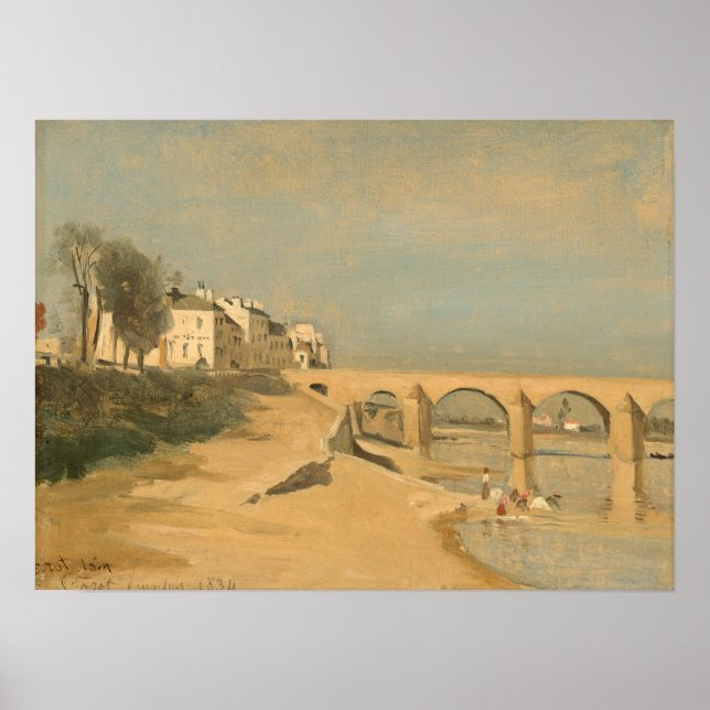 Corot - Brücke am Fluss Saone bei Macon Poster (Vorne)
