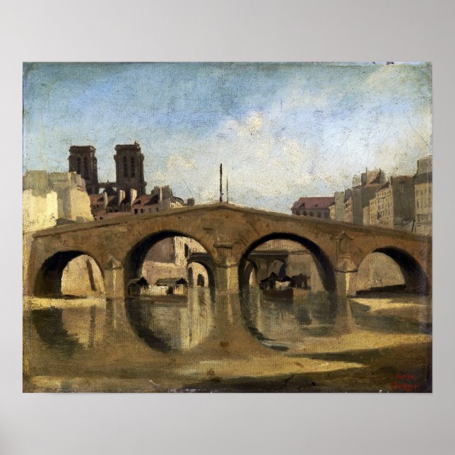 Corot - Der alte Pont Saint-Michel 1823 Poster (Vorne)