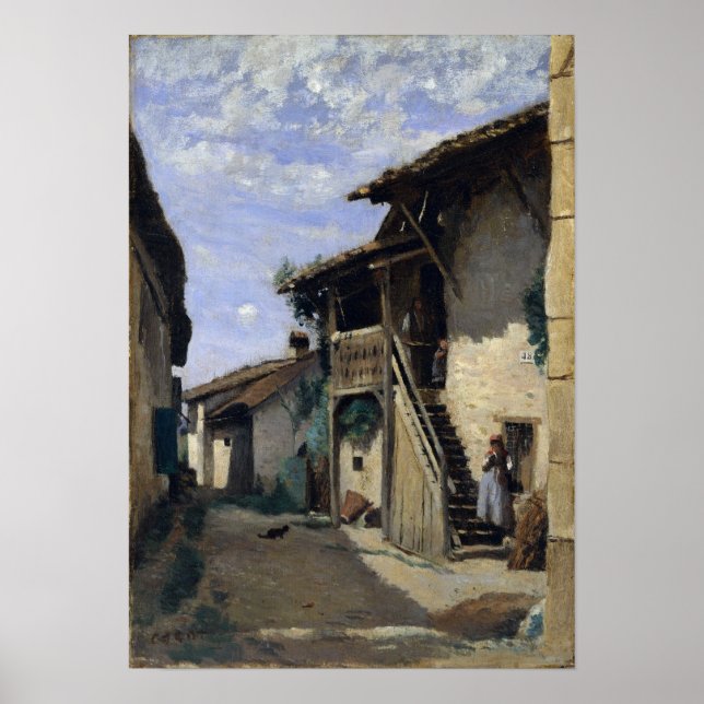Corot - Eine Village Street Poster (Vorne)