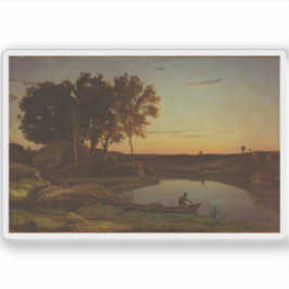 Corot - Landschaft mit See und Boot Aufkleber