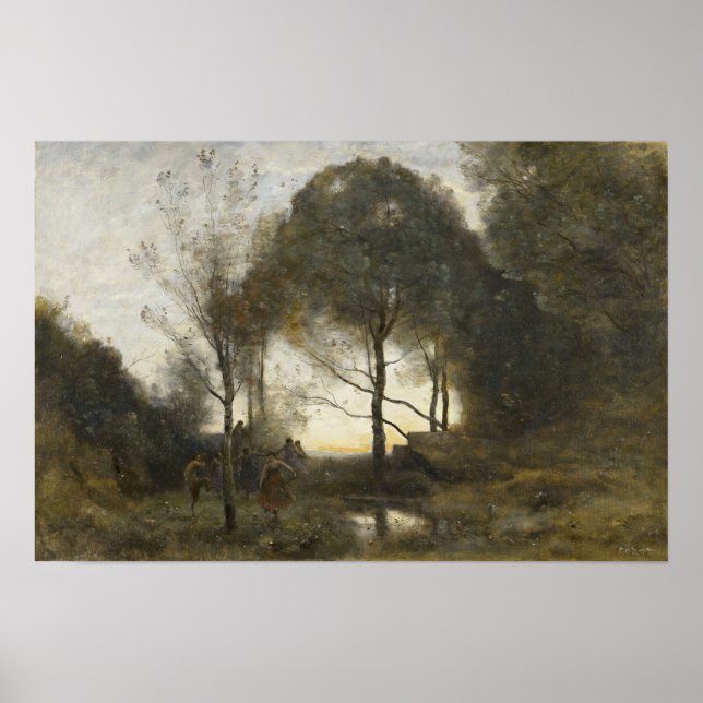 Corot - Nymphen und Schriften Poster (Vorne)