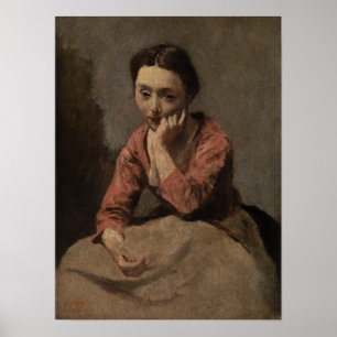 Corot - Pensive junge Frau Poster