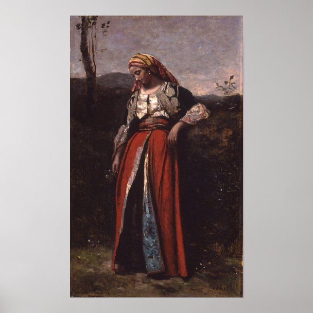 Corot - Pensive Oriental Poster (Vorne)