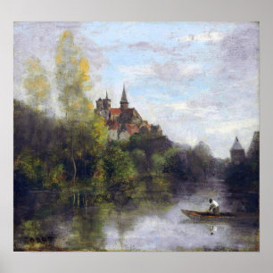 Corot - Semur, Kathedrale von Armançon aus gesehen Poster