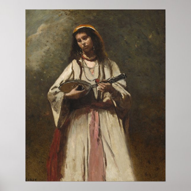 Corot - Sinti und Roma mit Mandolin Poster (Vorne)