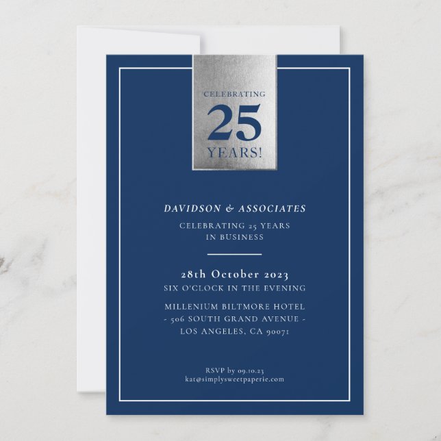 CORPORATE ANNIVERSARY stilvolle Business-Marine Si Einladung (Vorderseite)